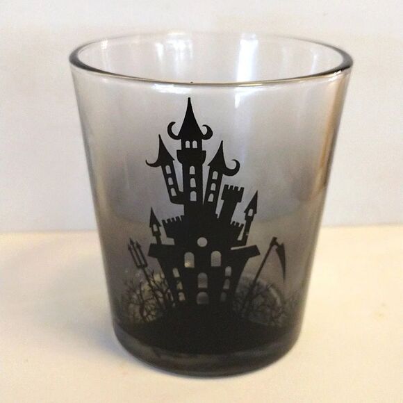 Black Frosted Spooky Halloween Printed 4" Glass Tumblers Set of 3 NWT - Picture 6 of 16